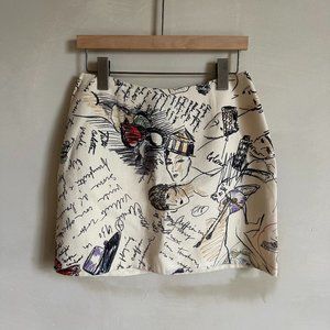 Moschino Vintage Couture Graphic Mini Skirt Sz 8